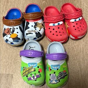 CROCS toddler size 7 Toy Story woody buzz lightyear and lightning McQueen c7